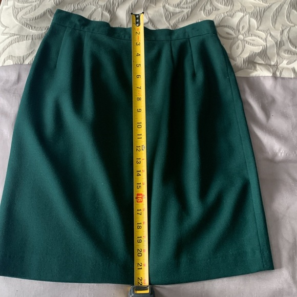 BRAEMAR PETITES by Jeremy Scott 100% wool dark green lined skirt - Picture 12 of 12